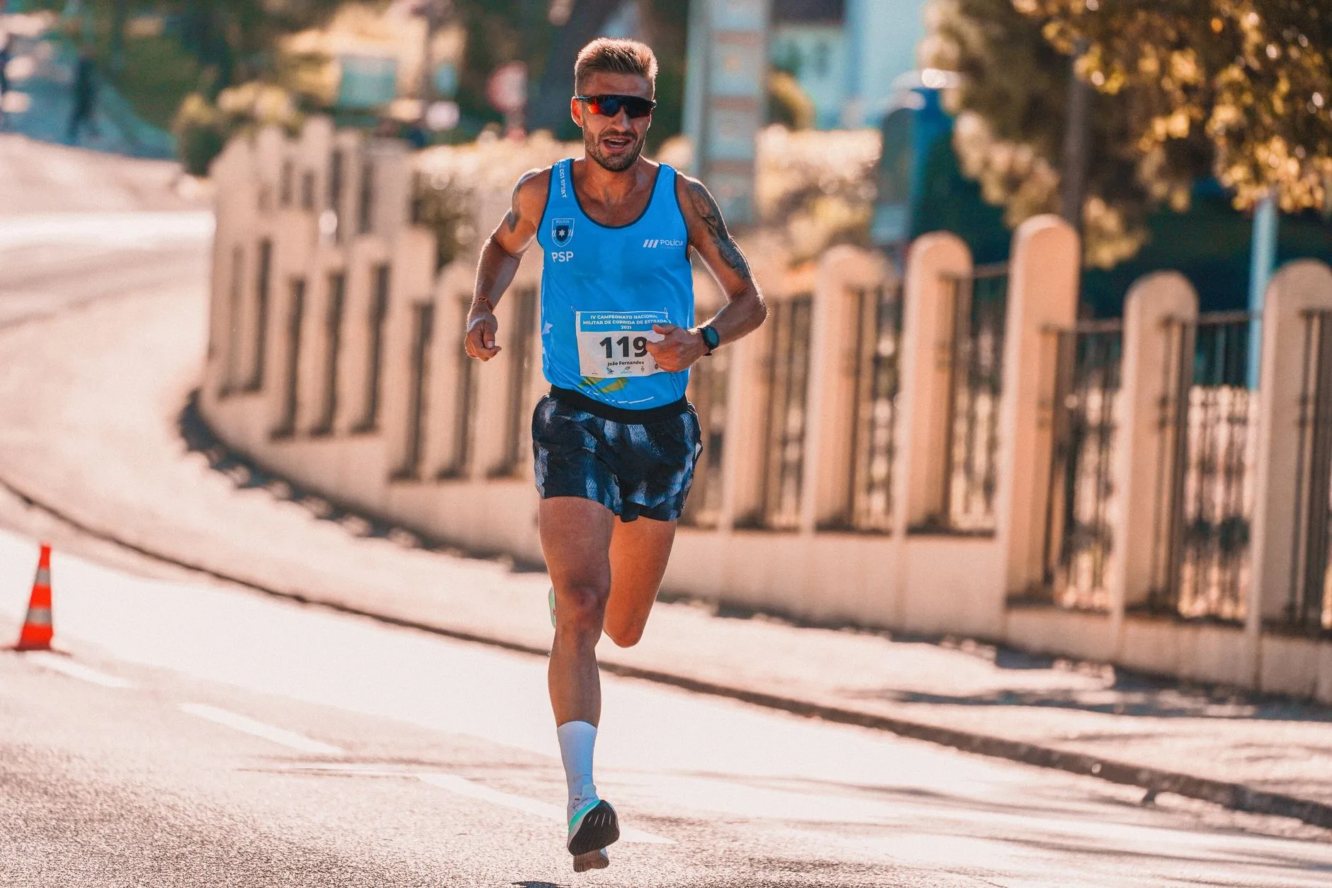 Runner sweating heavily on a humid summer trail, pushing through intense heat